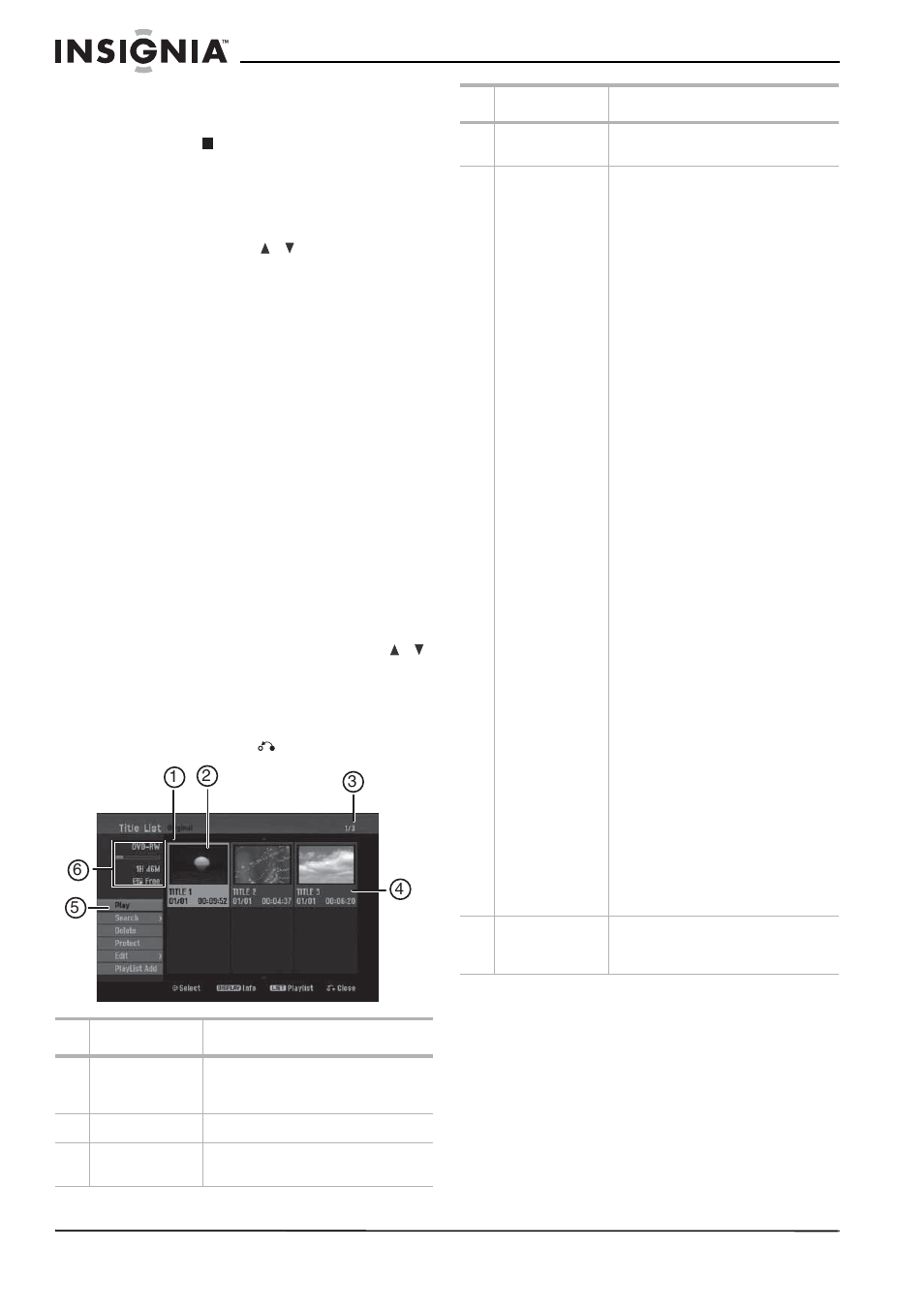 Pour utiliser le menu title list (liste de titres) | Insignia NS-1DVDR User Manual | Page 50 / 96