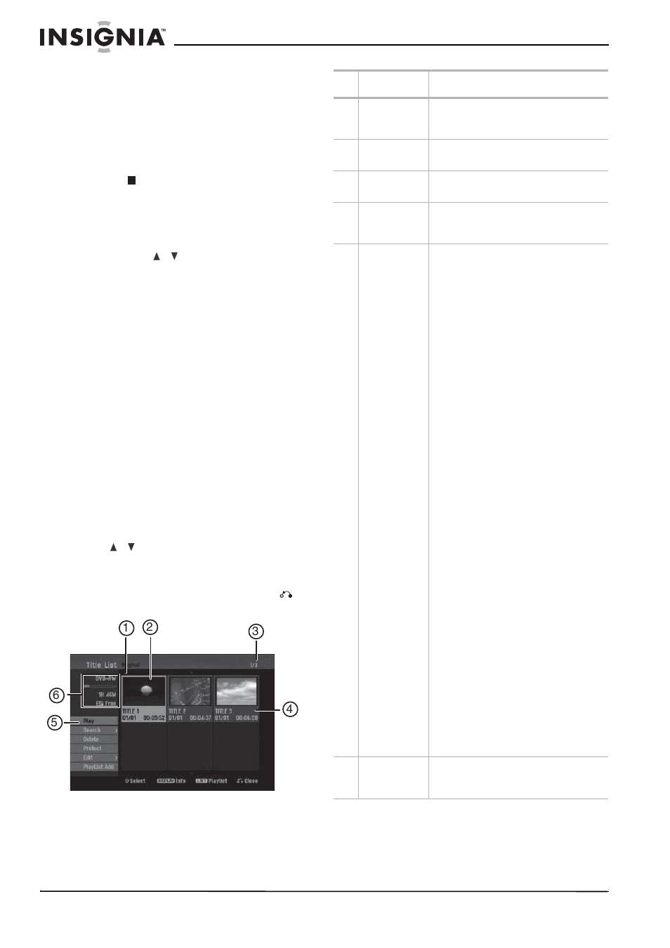 Para usar el menú de lista de títulos | Insignia NS-1DVDR User Manual | Page 82 / 96
