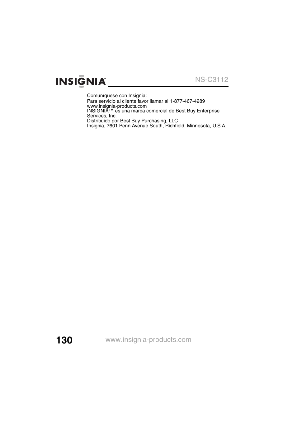Insignia NS-C3112 User Manual | Page 132 / 136