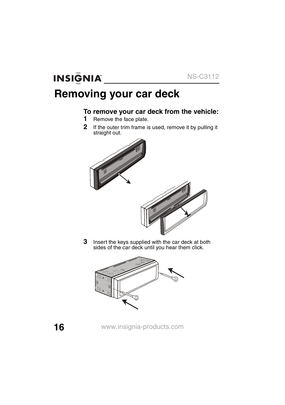 Removing your car deck | Insignia NS-C3112 User Manual | Page 18 / 136