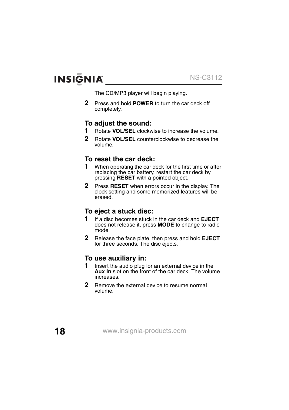 Insignia NS-C3112 User Manual | Page 20 / 136