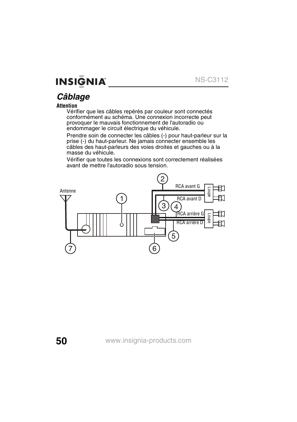 Câblage | Insignia NS-C3112 User Manual | Page 52 / 136