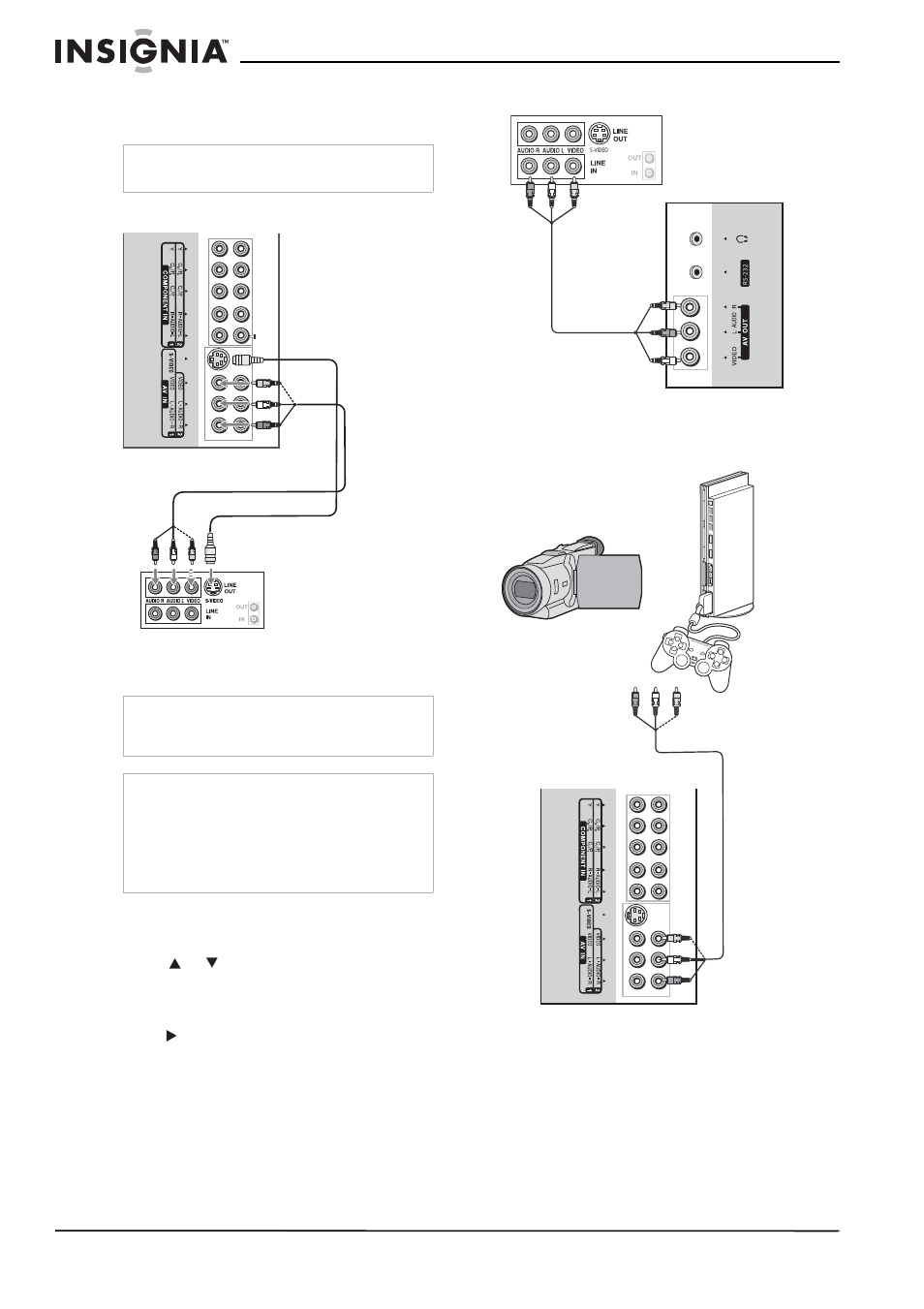 Connecting a vcr, Connecting a vcr (for recording), Connecting a camcorder or video game console | Insignia NS-LCD32 User Manual | Page 10 / 100