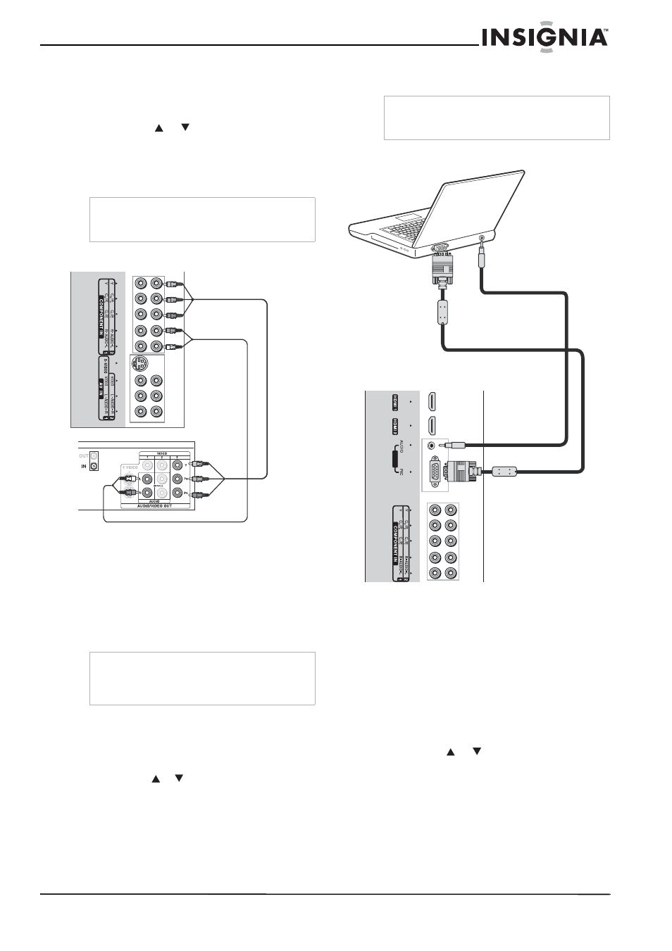 Connexion d’une vidéo composantes, Connexion d’un ordinateur | Insignia NS-LCD32 User Manual | Page 43 / 100