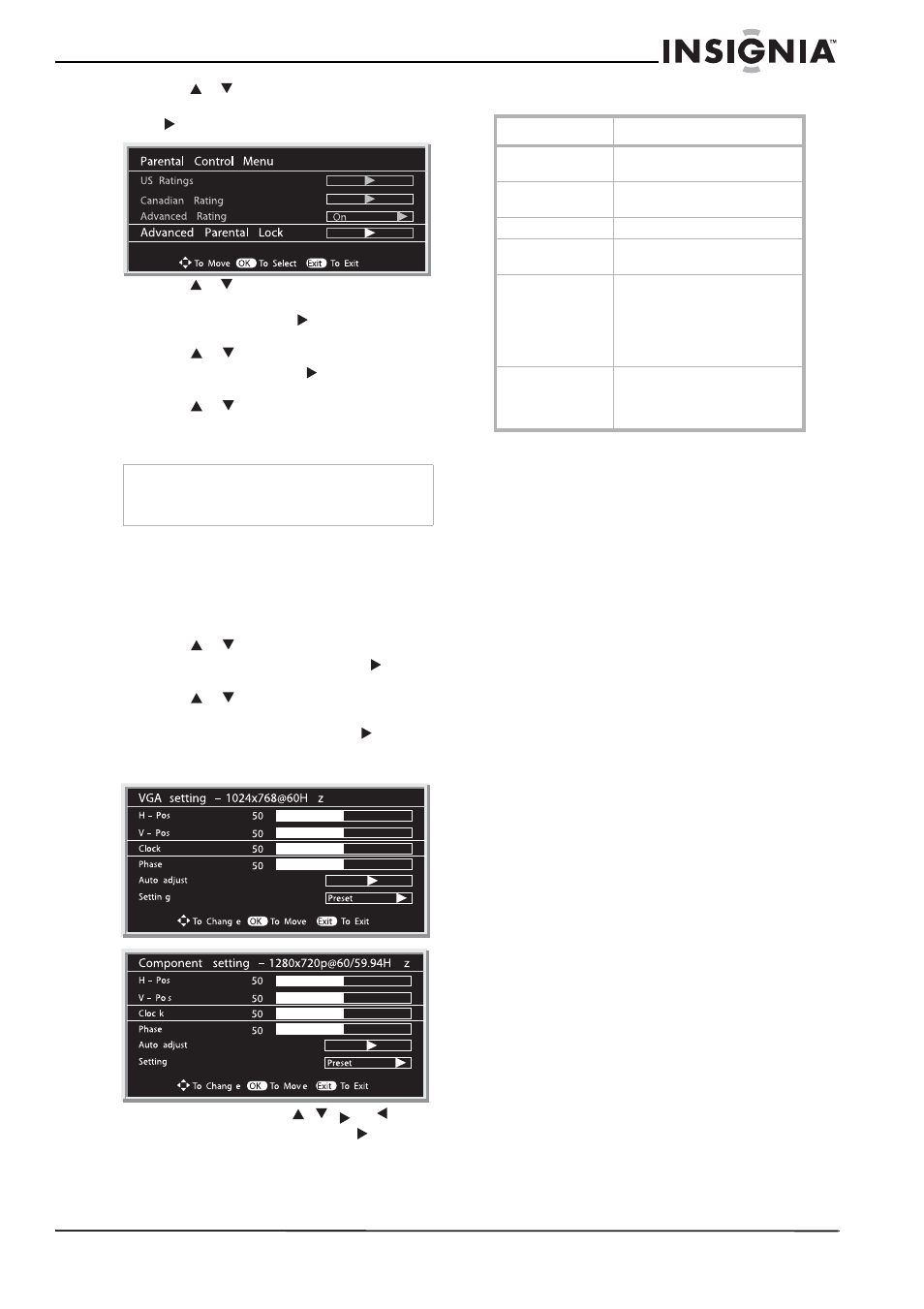 Configuración del modo vga (pc) / componente, Mantenimiento, Sobre temperatura | Sobre las imágenes permanentes | Insignia NS-LCD32 User Manual | Page 87 / 100
