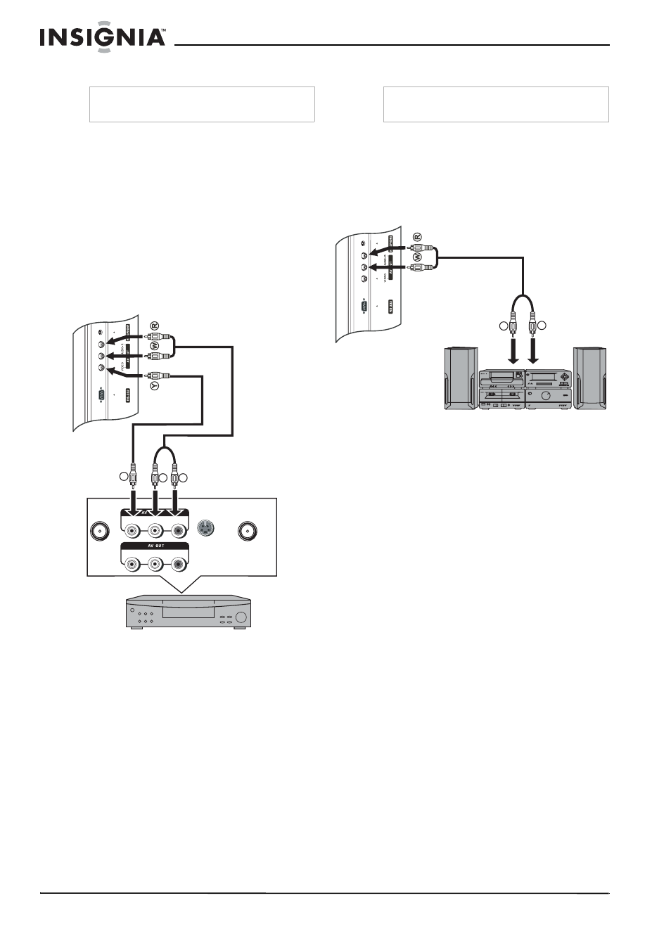 Connecting a vcr (for recording), To connect and record a program on a vcr, Connecting an amplifier | To connect to an amplifier | Insignia NS-32LCD User Manual | Page 10 / 78