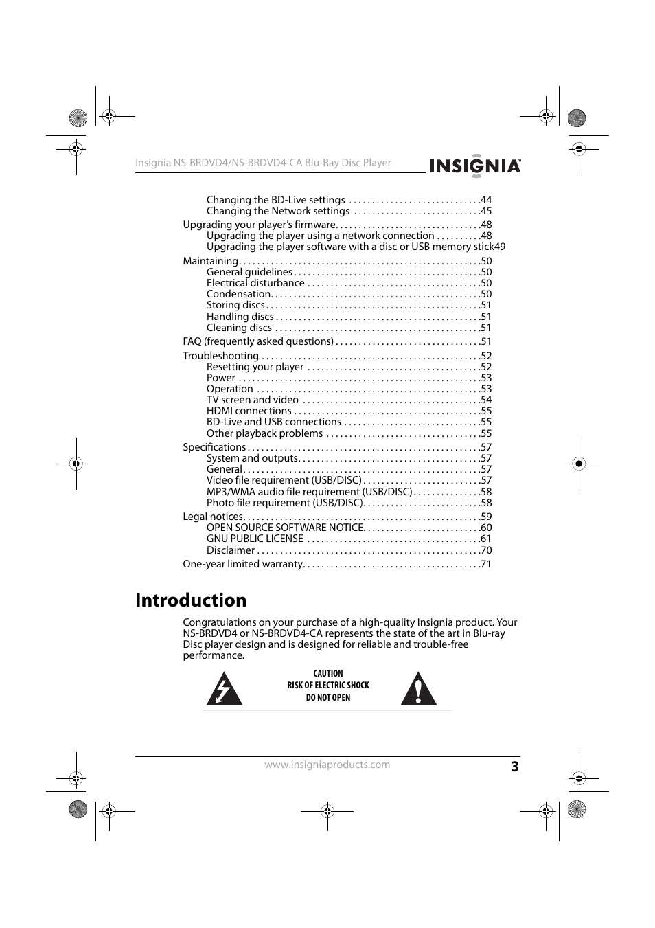 Introduction | Insignia NS-BRDVD4-CA User Manual | Page 3 / 73