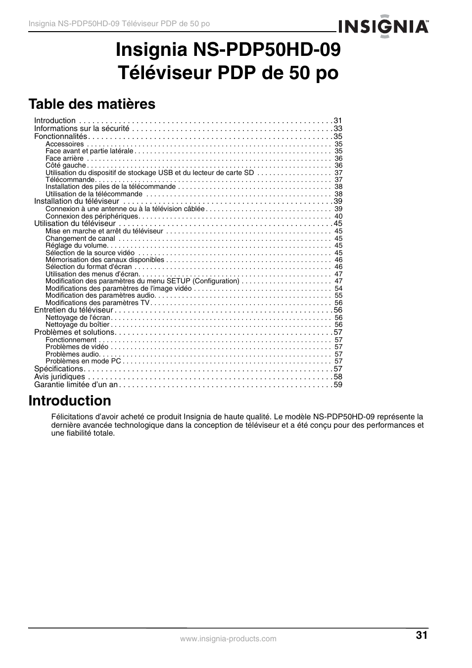 Insignia NS-PDP50HD-09 User Manual | Page 31 / 92