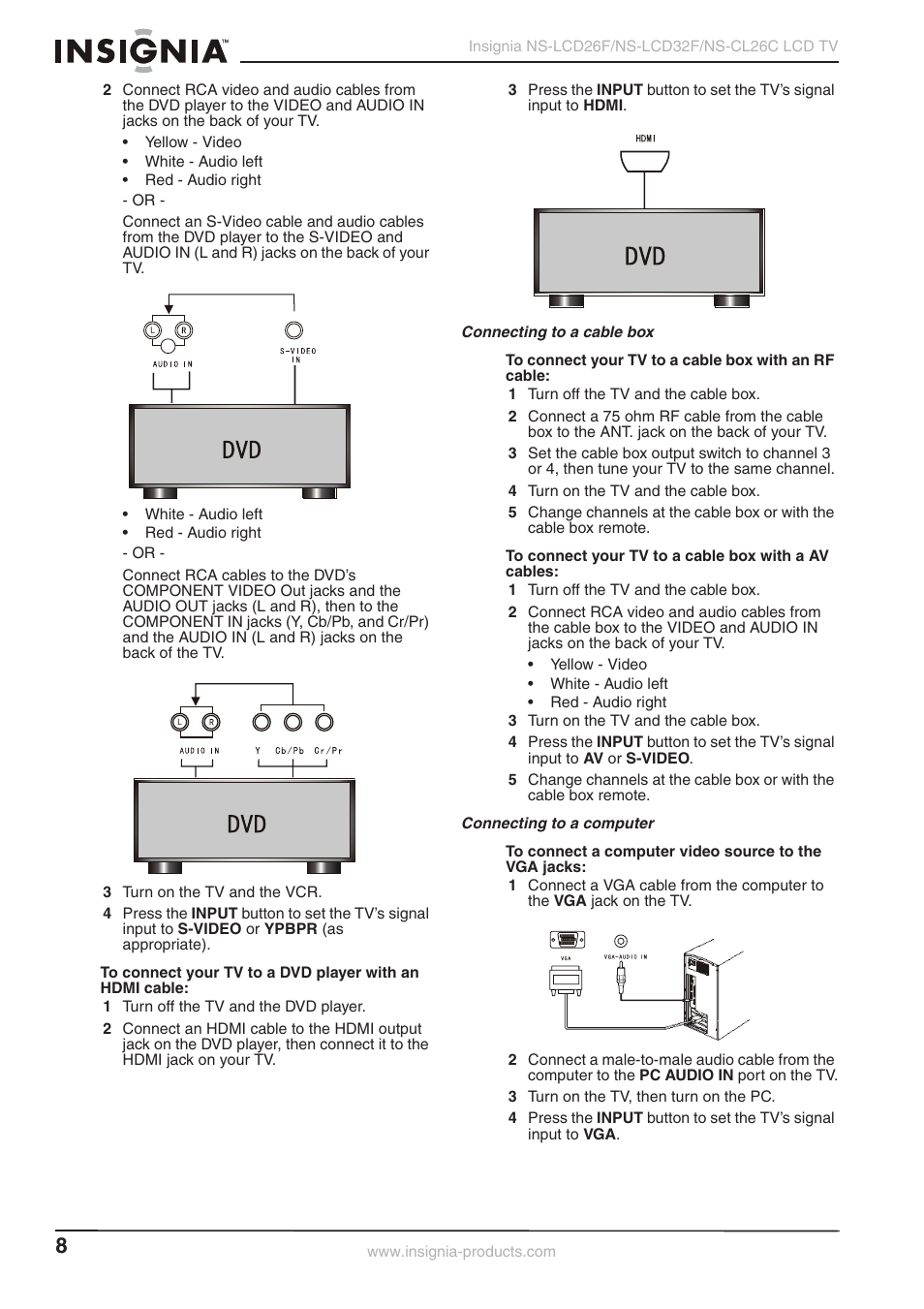 Insignia NS-LCD26F NS-CL26C User Manual | Page 7 / 19