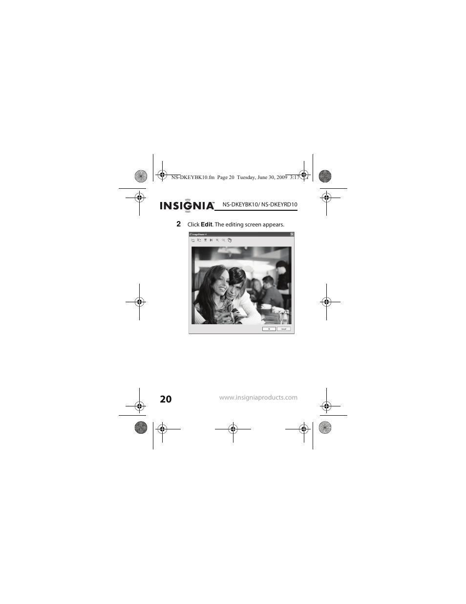 2 click edit. the editing screen appears | Insignia NS-DKEYRD10 User Manual | Page 20 / 36