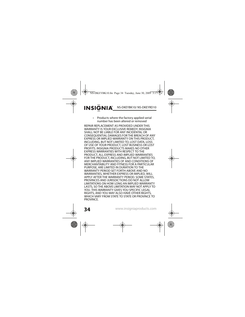 Insignia NS-DKEYRD10 User Manual | Page 34 / 36