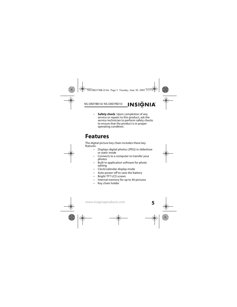 Features | Insignia NS-DKEYRD10 User Manual | Page 5 / 36