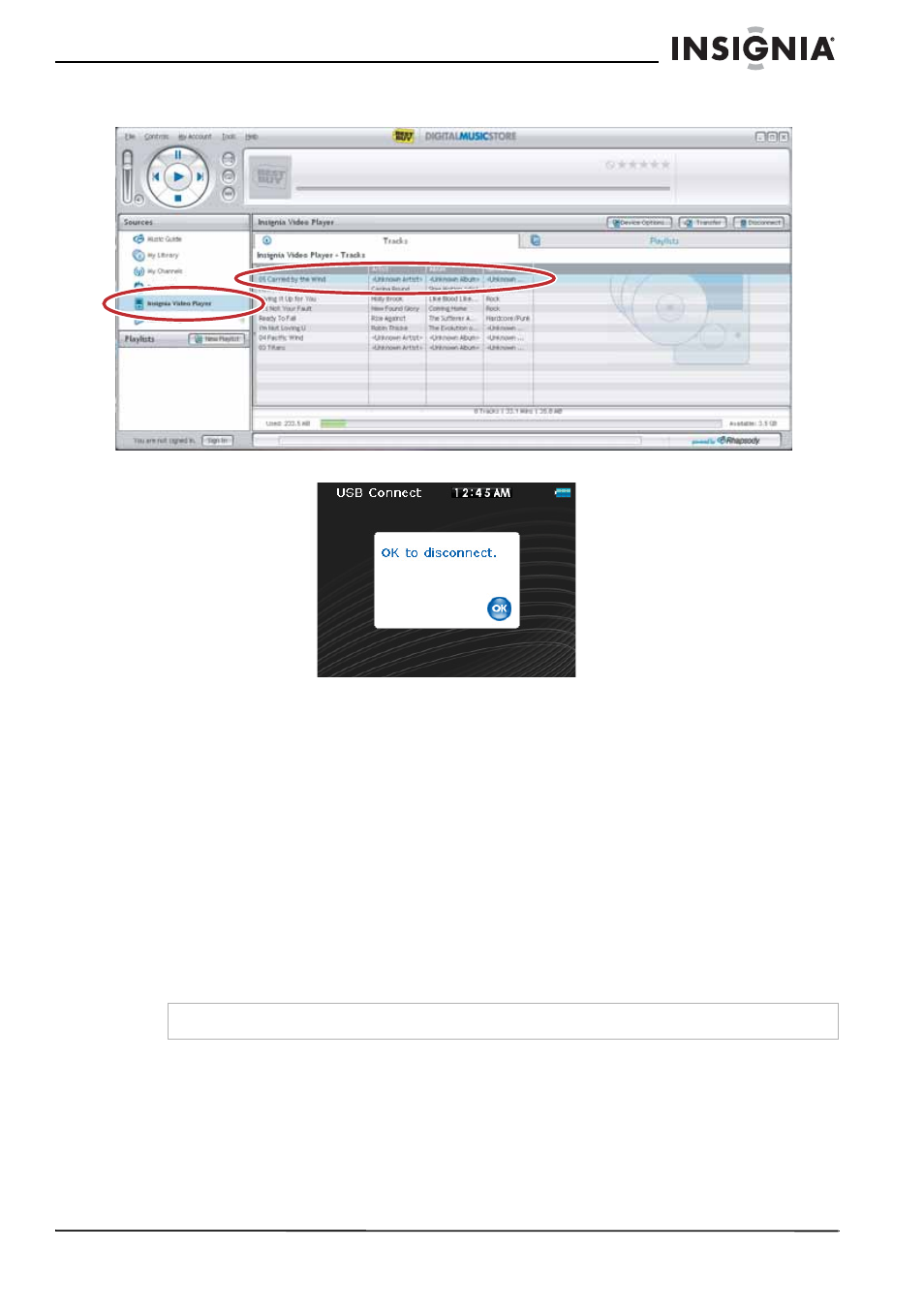 Adding rhapsody channels to your player, Transferring files using windows explorer | Insignia Pilot with Bluetooth NS-8V24 User Manual | Page 15 / 74
