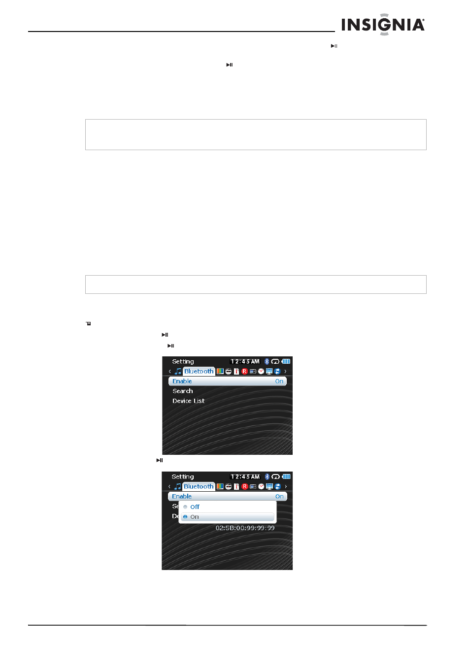 Connecting to bluetooth headphones, Turning bluetooth on or off | Insignia Pilot with Bluetooth NS-8V24 User Manual | Page 27 / 74