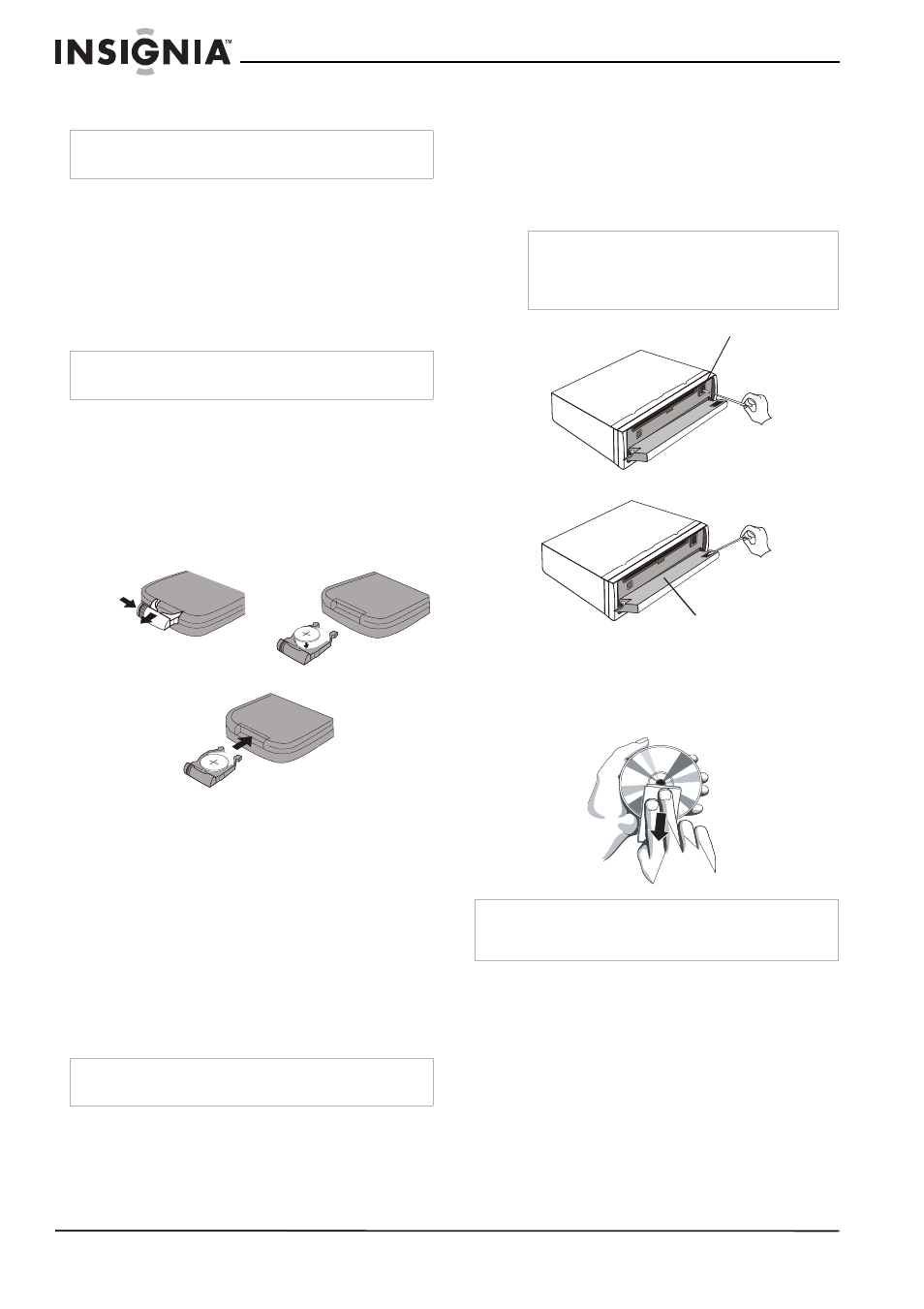 Maintaining your system, Replacing the fuse, Replacing the remote control battery | Precautions when using lithium batteries, Cleaning the connectors, Cleaning cds | Insignia NS-C4113 User Manual | Page 12 / 16