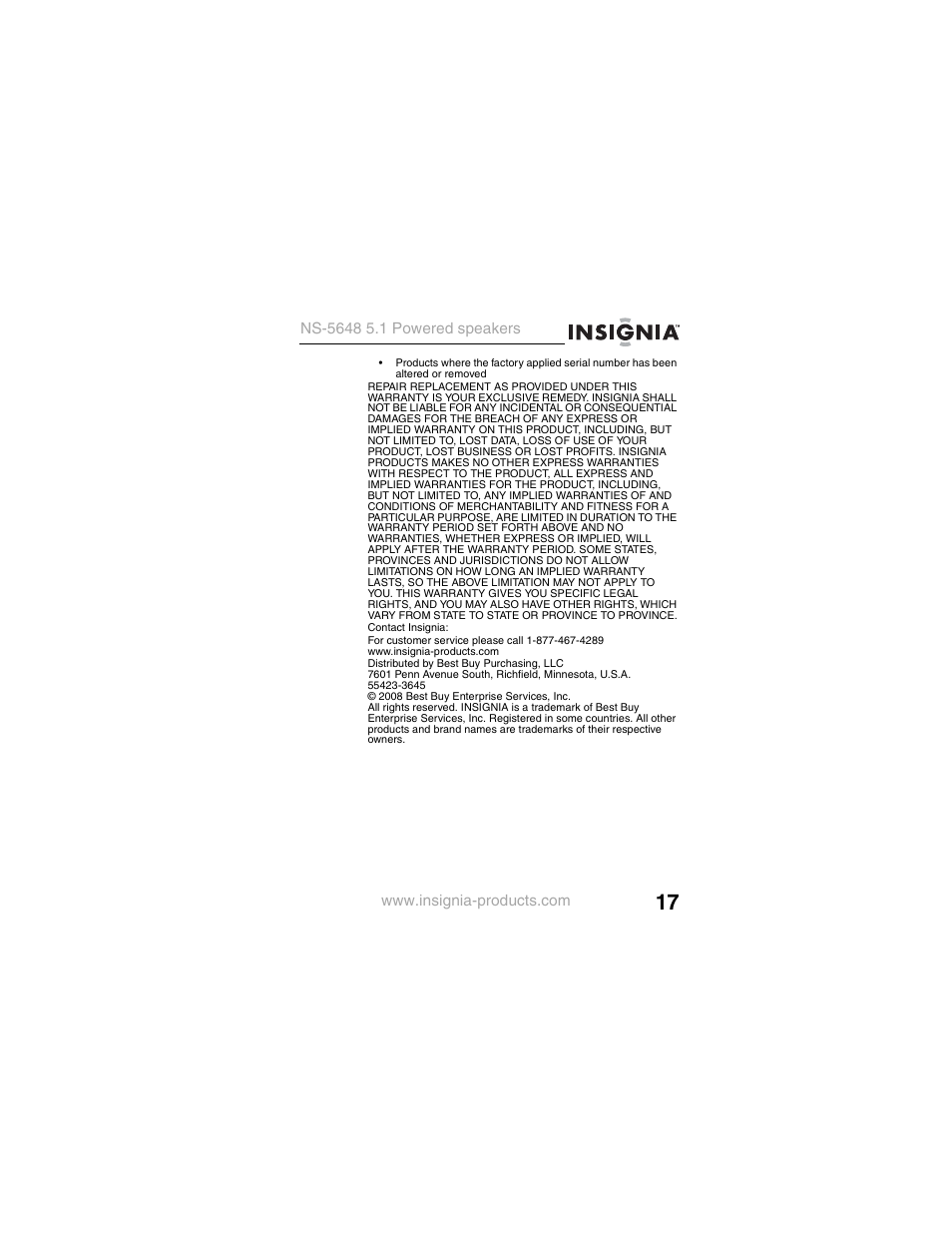 Insignia NS-5648 User Manual | Page 17 / 56