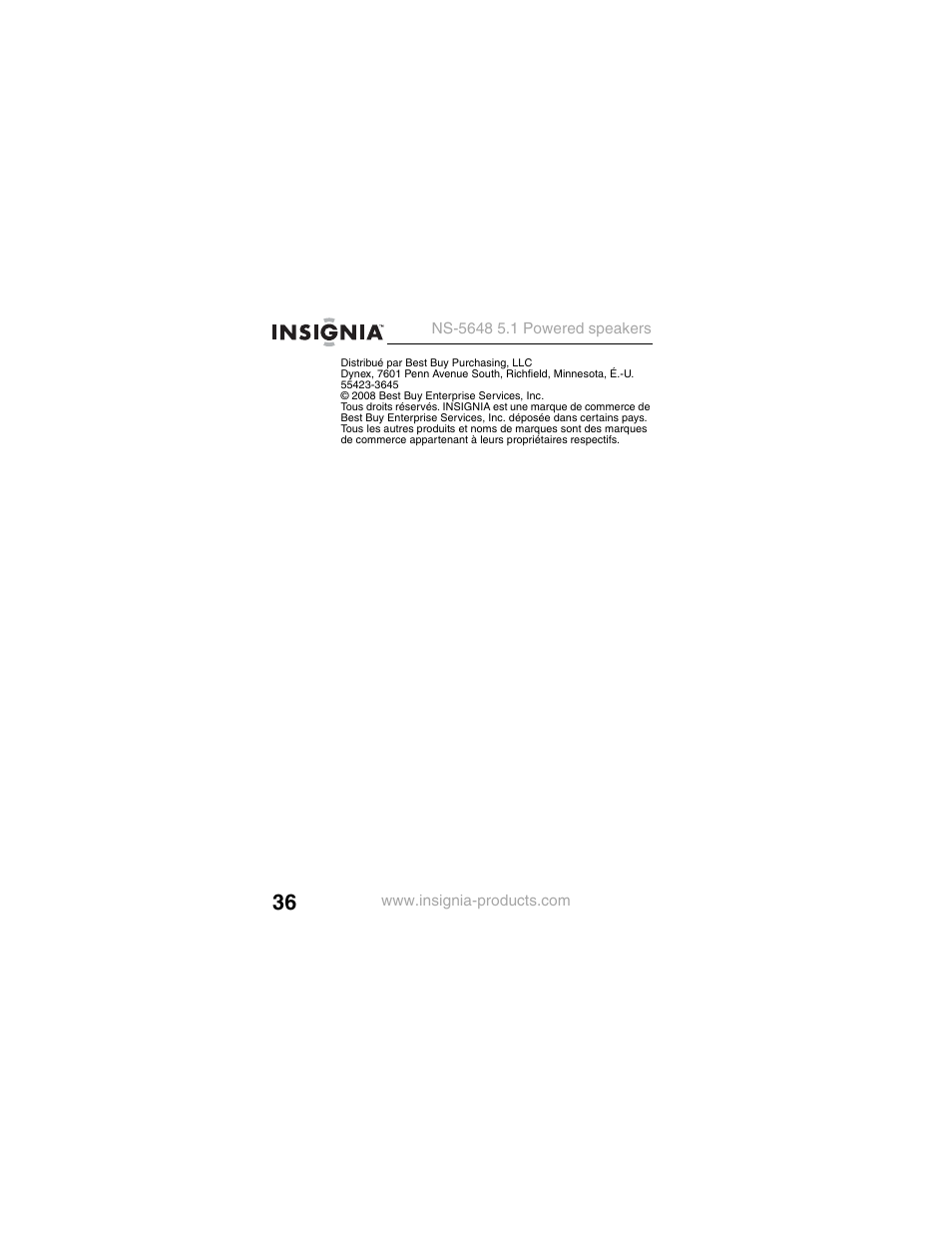 Insignia NS-5648 User Manual | Page 36 / 56