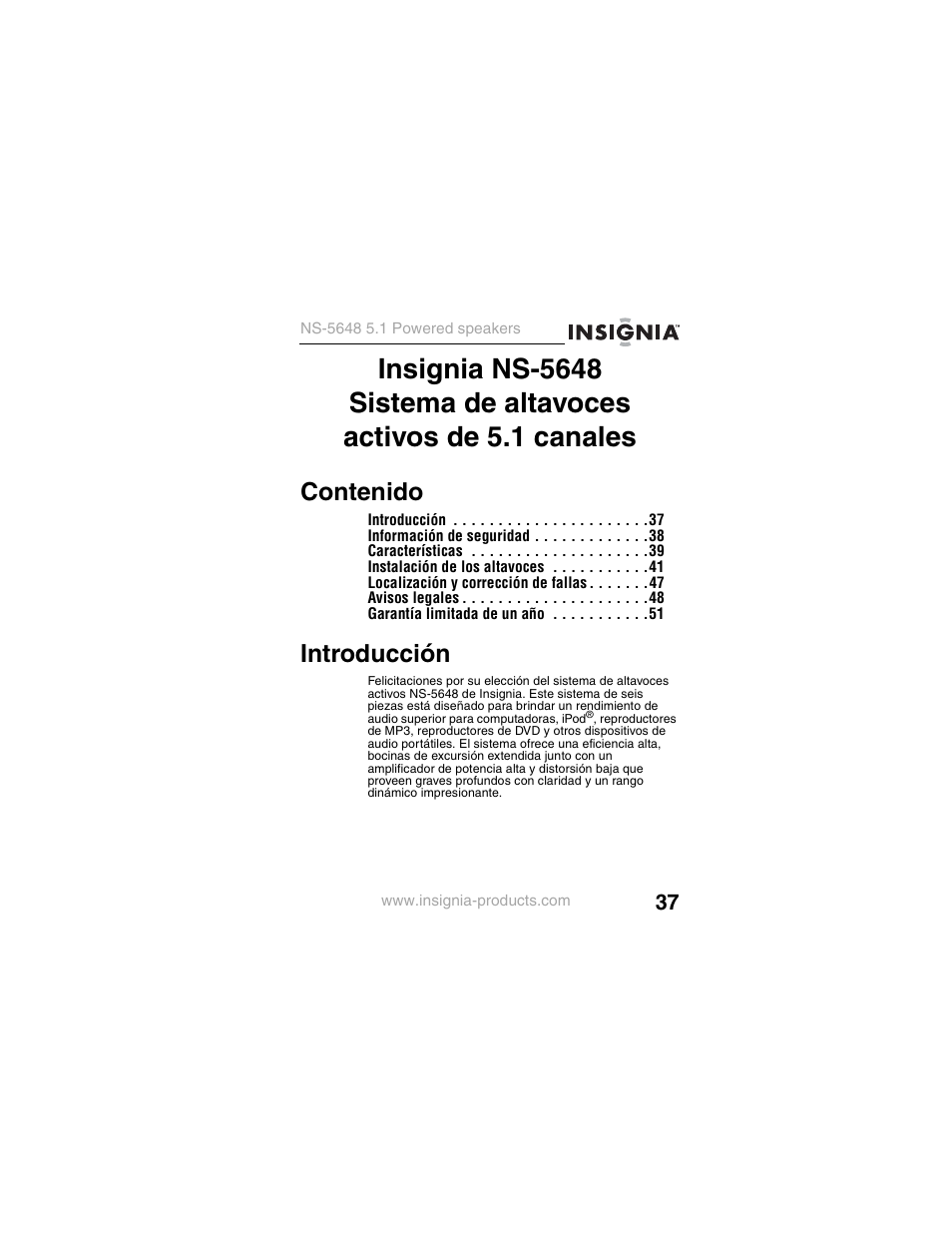 Insignia NS-5648 User Manual | Page 37 / 56