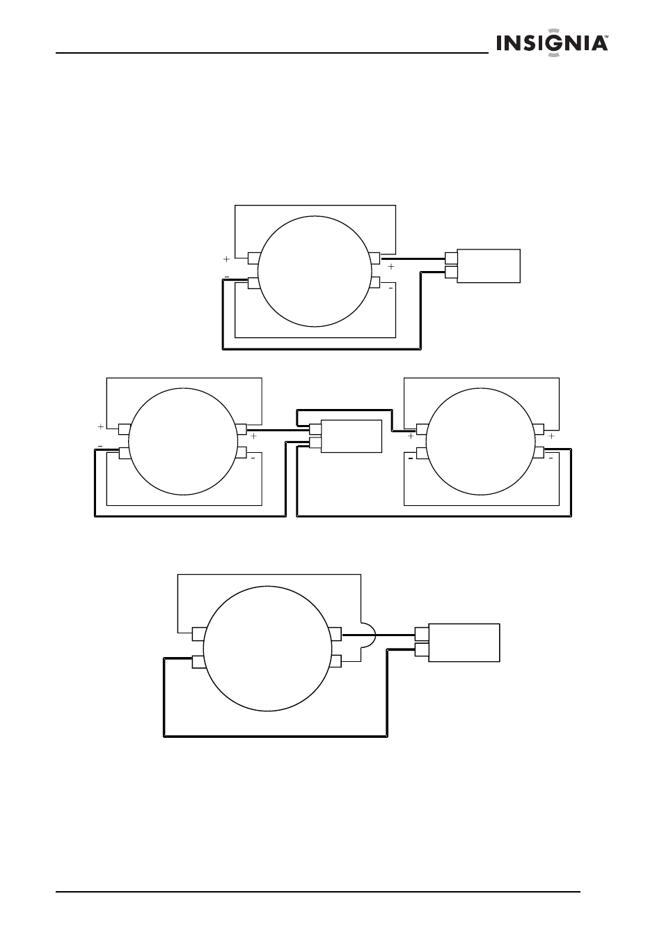 Connexion des caissons de basses, Câblage recommandé, Configuration avec bobines acoustiques en série | Insignia NS-SUB12 User Manual | Page 11 / 24