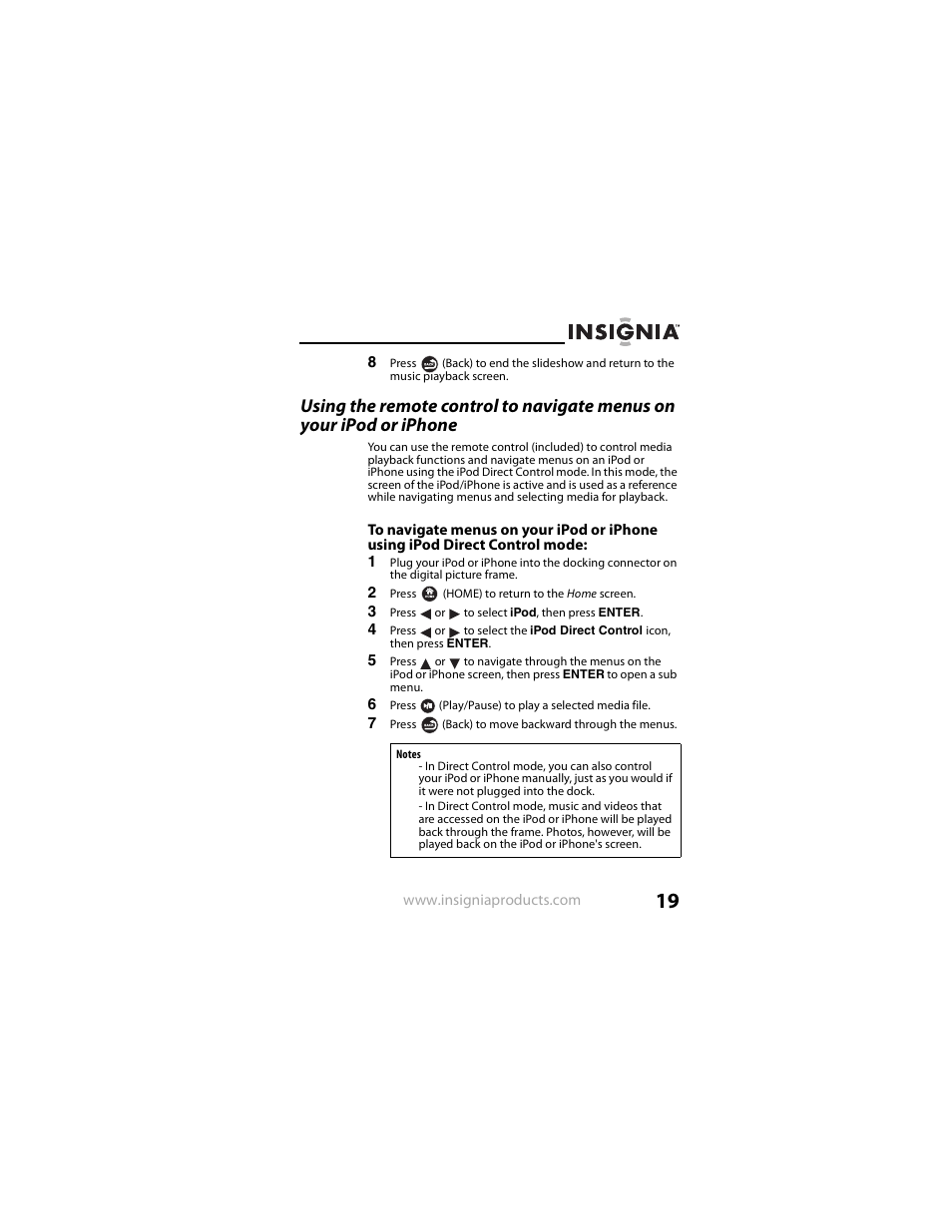 Insignia NS-DPF8IP User Manual | Page 19 / 56