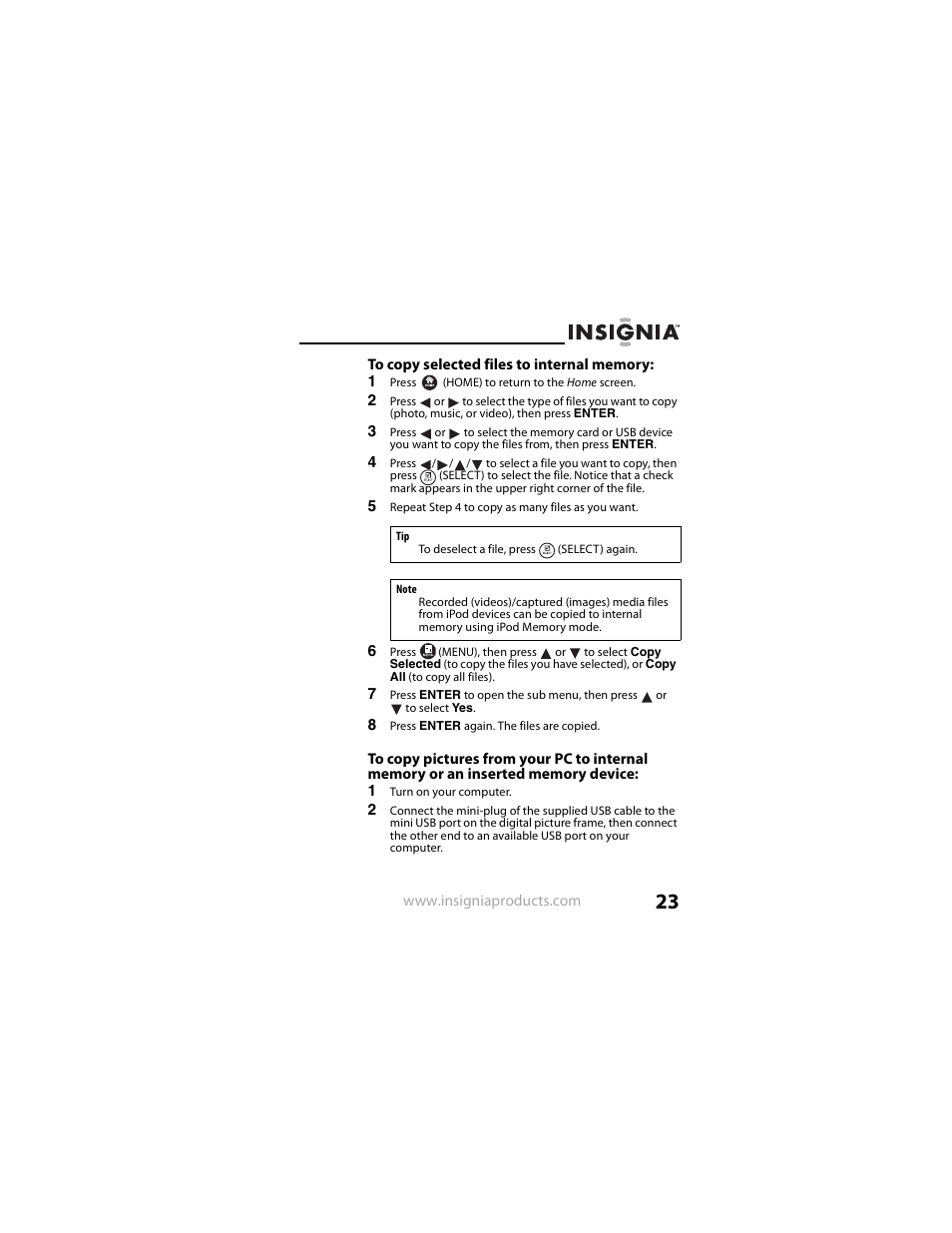 Insignia NS-DPF8IP User Manual | Page 23 / 56