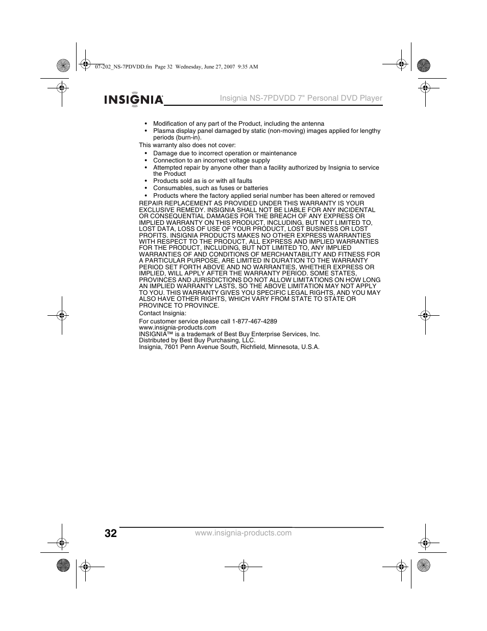 Insignia NS-7PDVDD User Manual | Page 32 / 100