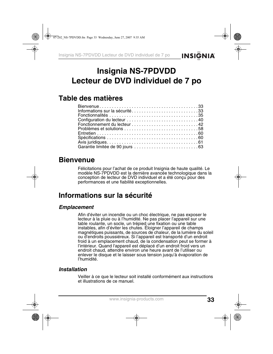 Insignia NS-7PDVDD User Manual | Page 33 / 100