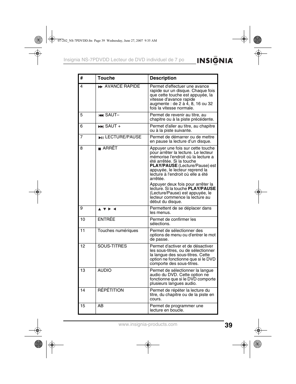 Insignia NS-7PDVDD User Manual | Page 39 / 100