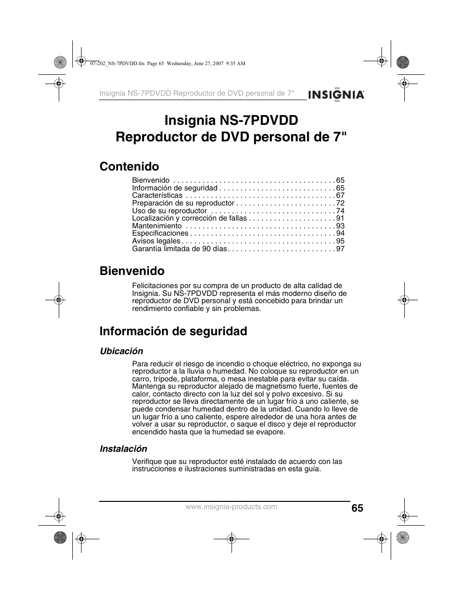 Insignia NS-7PDVDD User Manual | Page 65 / 100