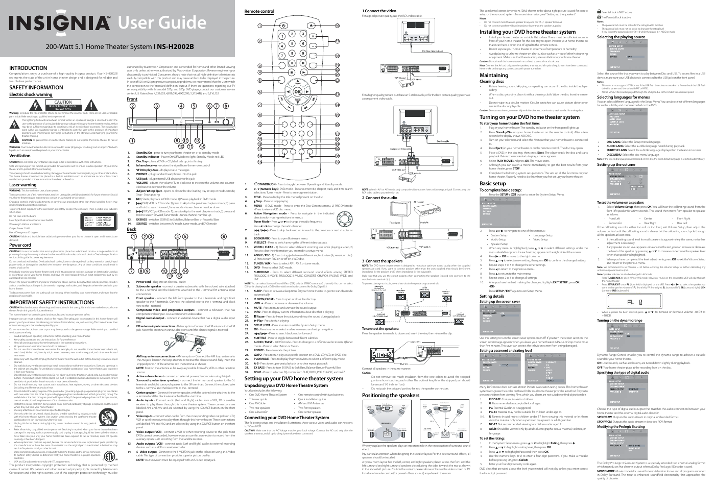 Insignia NS-H2002B User Manual | 2 pages