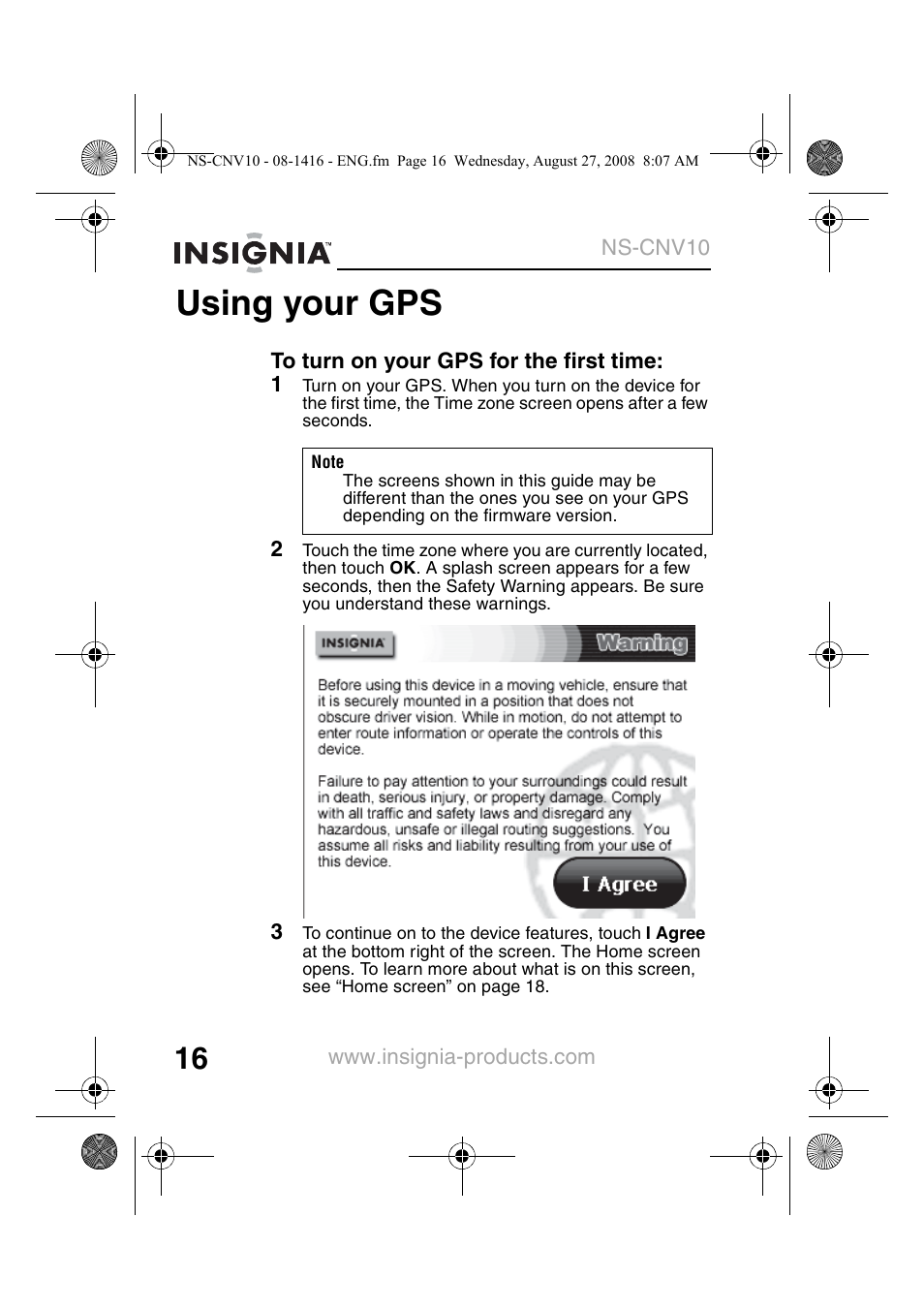 Using your gps | Insignia NS-CNV10 User Manual | Page 18 / 72
