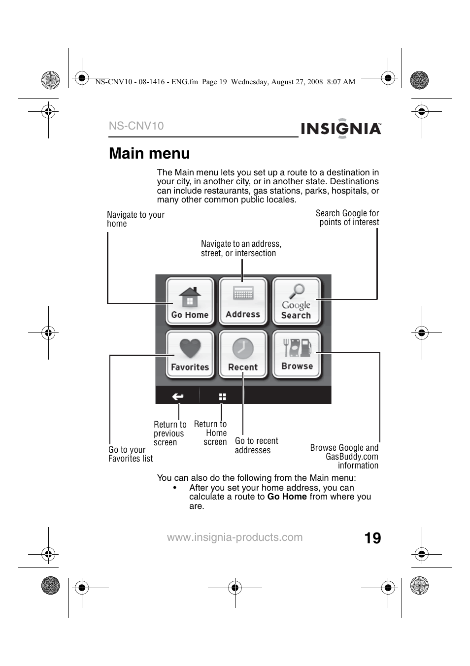 Main menu | Insignia NS-CNV10 User Manual | Page 21 / 72