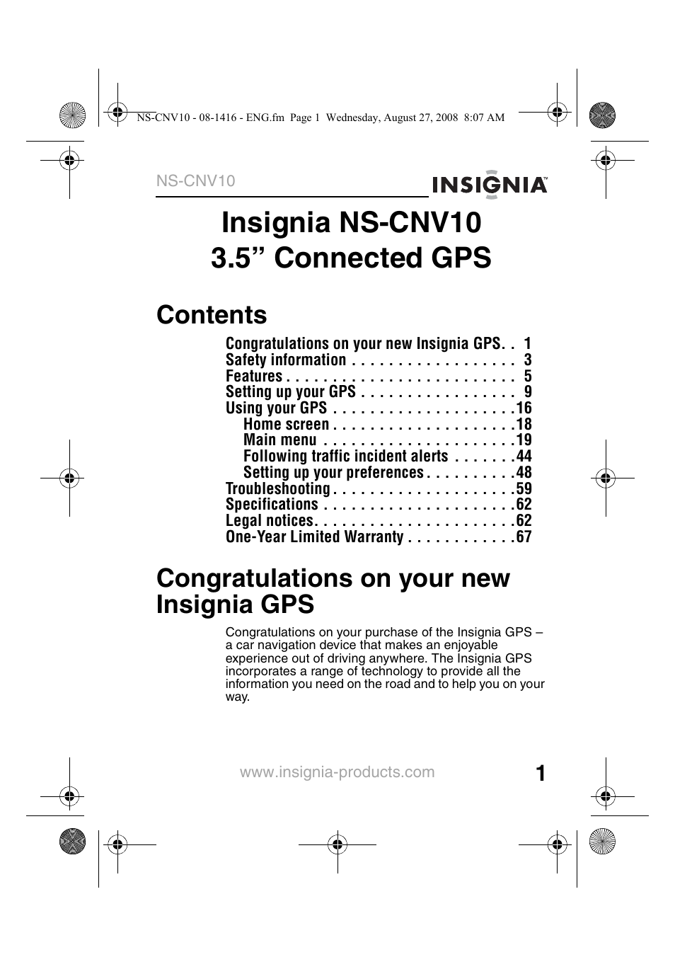Insignia NS-CNV10 User Manual | Page 3 / 72