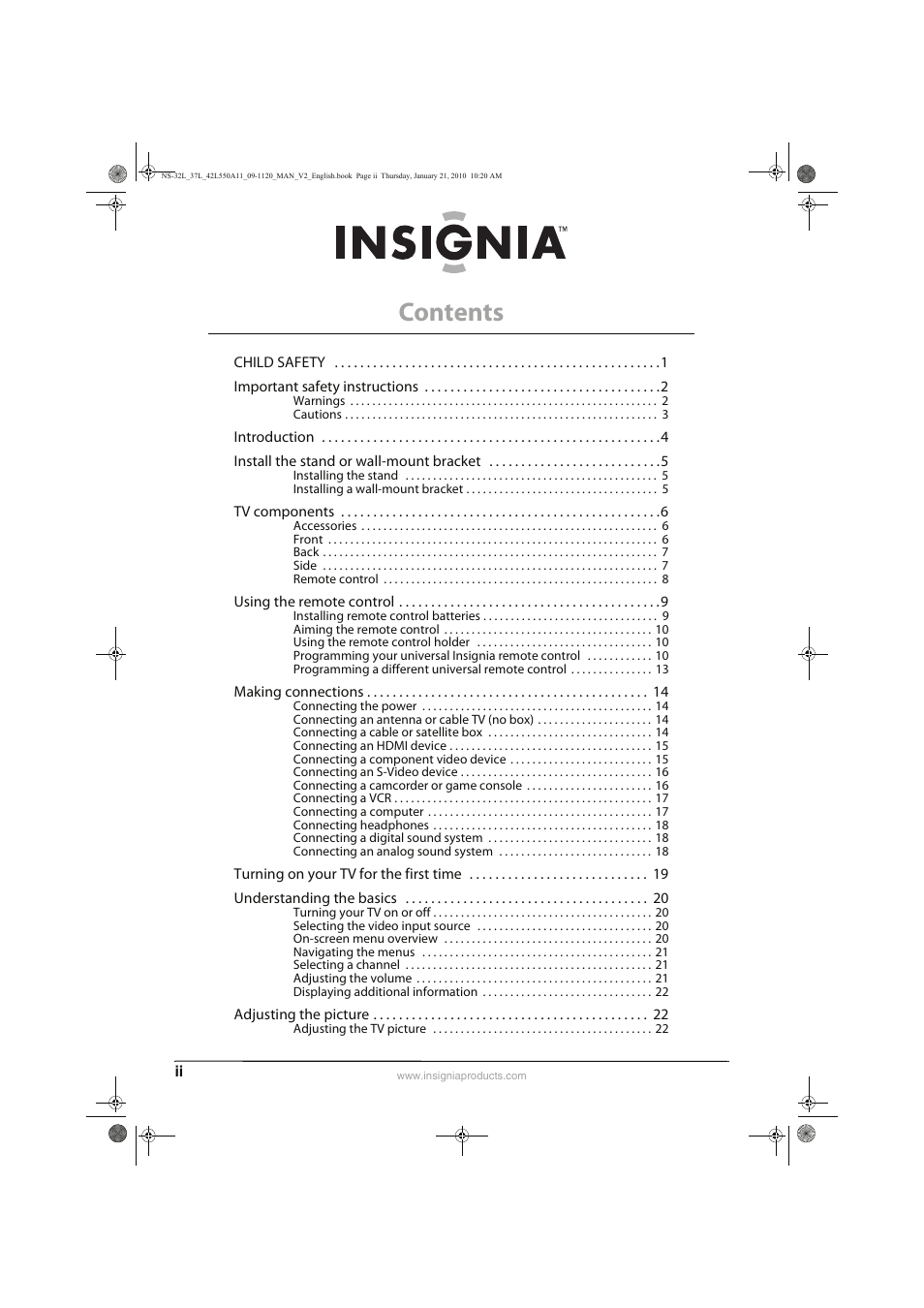 Insignia NS-32L550A11 User Manual | Page 2 / 68
