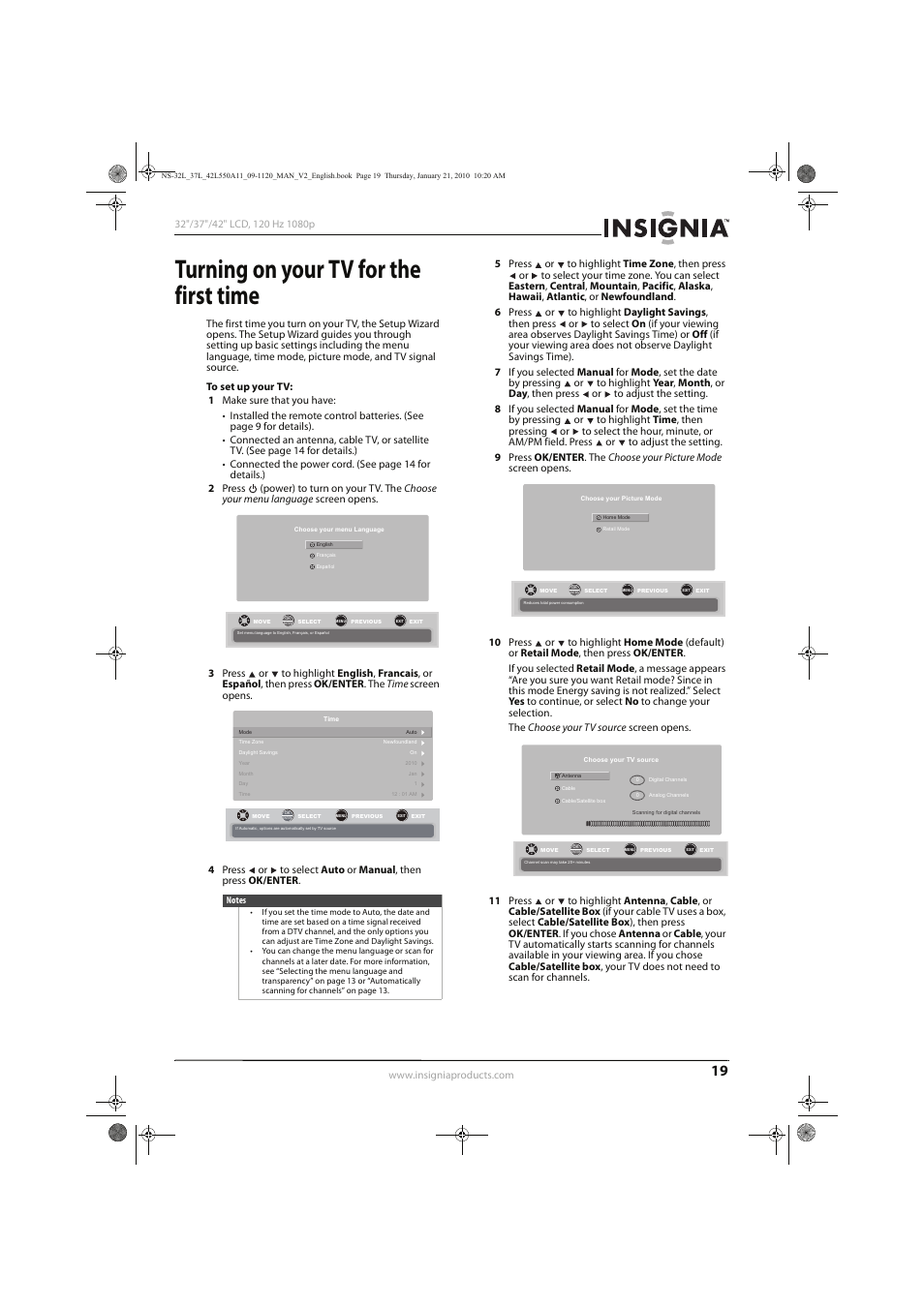 Turning on your tv for the first time | Insignia NS-32L550A11 User Manual | Page 23 / 68