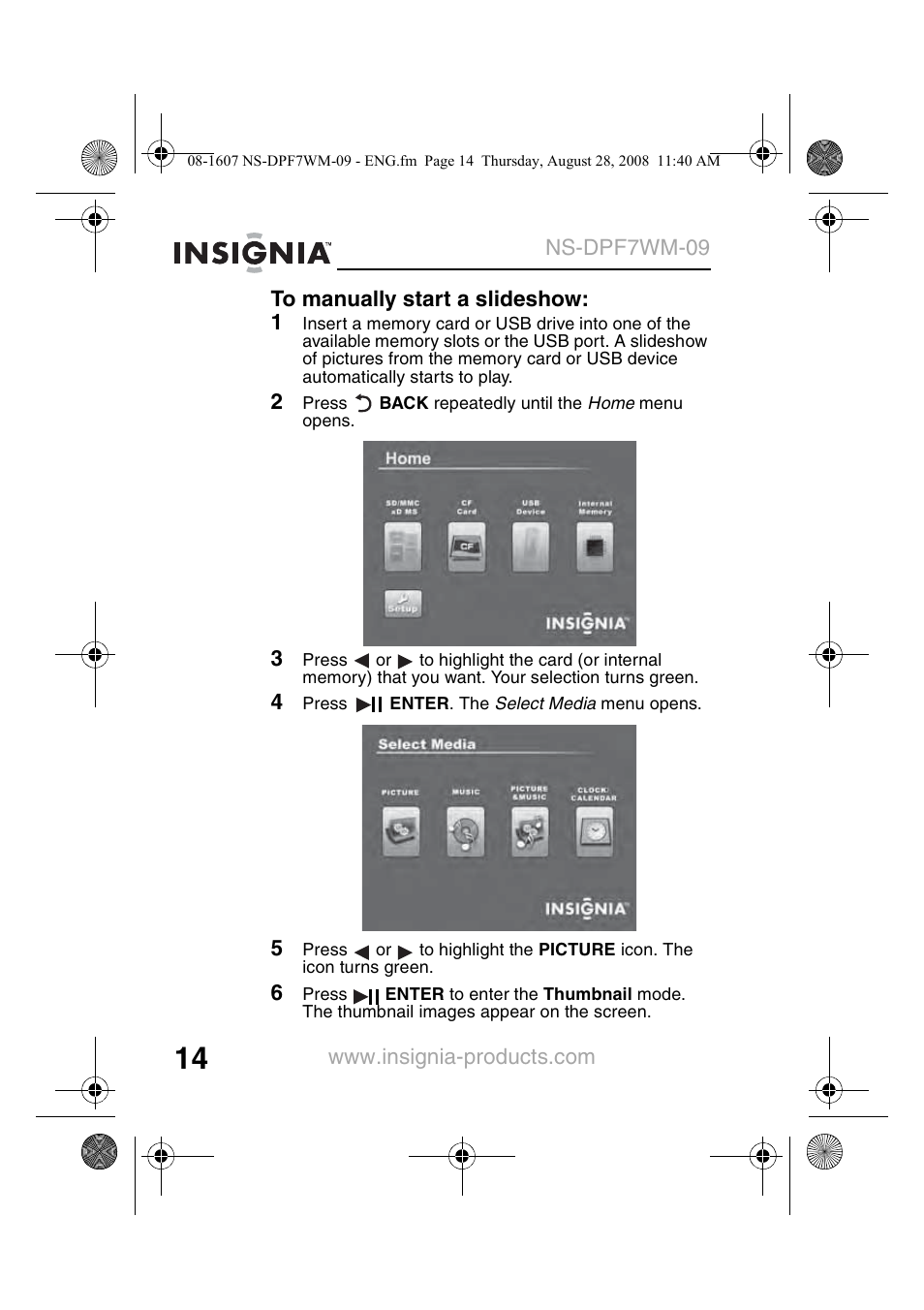 Insignia NS-DPF7WM-09 User Manual | Page 16 / 48