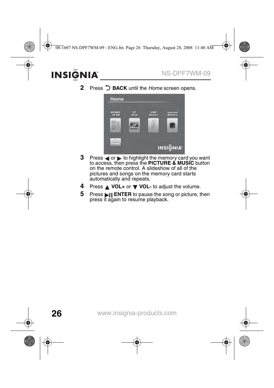 Insignia NS-DPF7WM-09 User Manual | Page 28 / 48