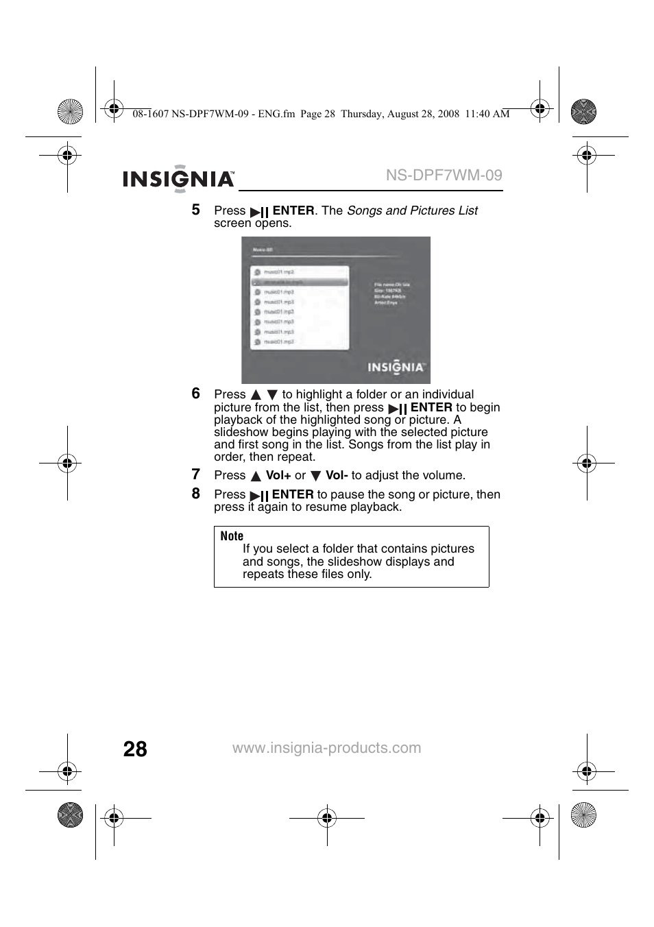 Insignia NS-DPF7WM-09 User Manual | Page 30 / 48