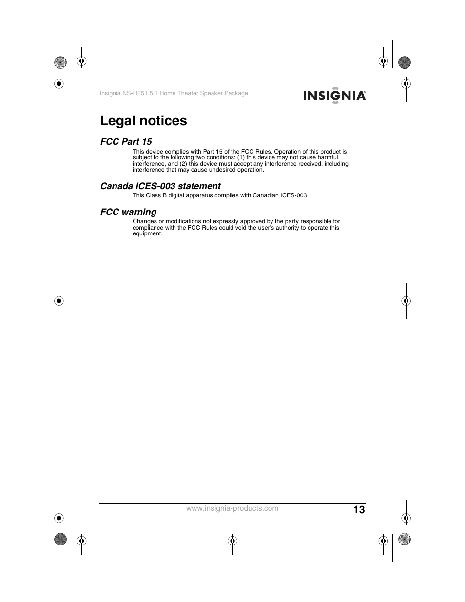Legal notices | Insignia NS-HT51 User Manual | Page 15 / 52