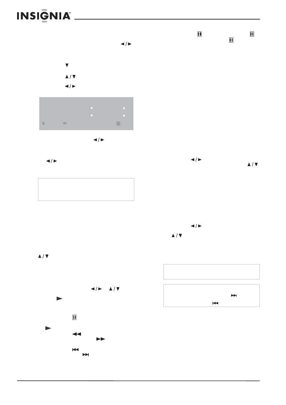 Lecture de dvd, Lecture d’un dvd, Sélection des titres et chapitres | Insignia NS-20CLTV User Manual | Page 34 / 74