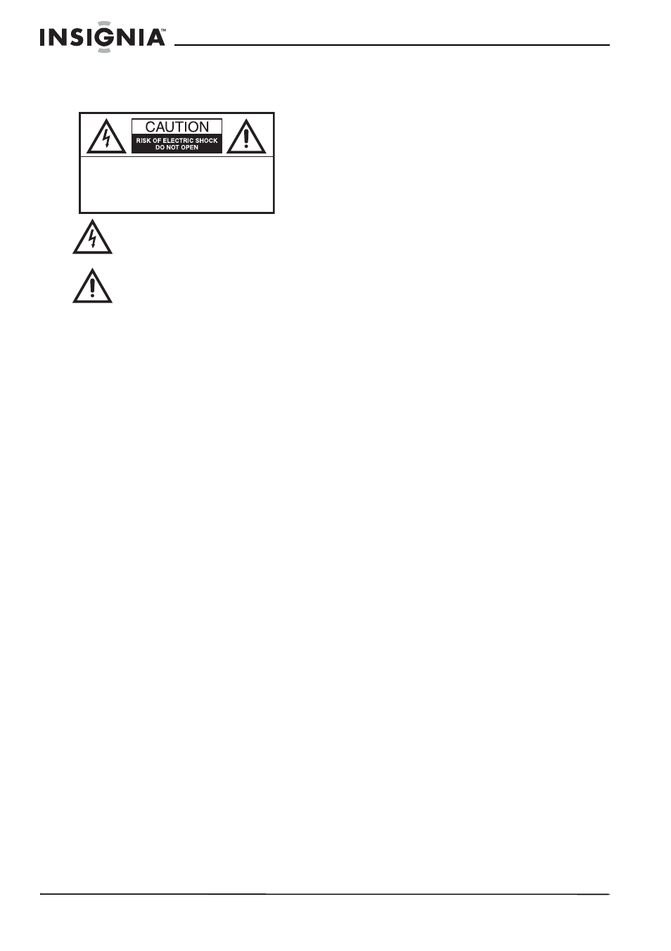 Risk of shock, Precautions | Insignia NS-20CLTV User Manual | Page 4 / 74