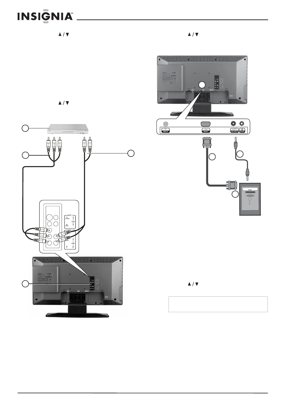 Conexión a una fuente de video de componentes, Conexión a una computadora | Insignia NS-20CLTV User Manual | Page 56 / 74