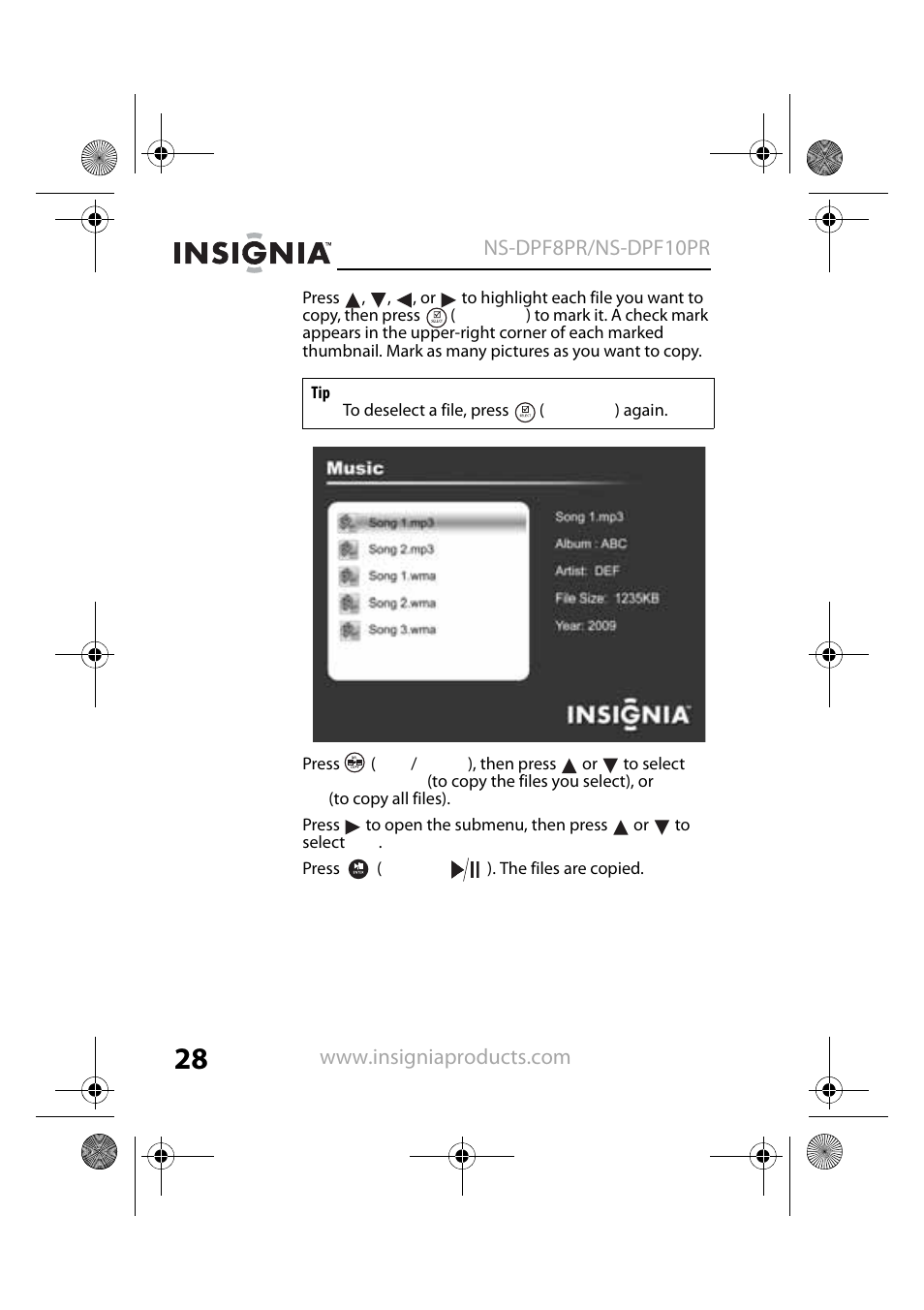 Insignia NS-DPF8PR User Manual | Page 30 / 52