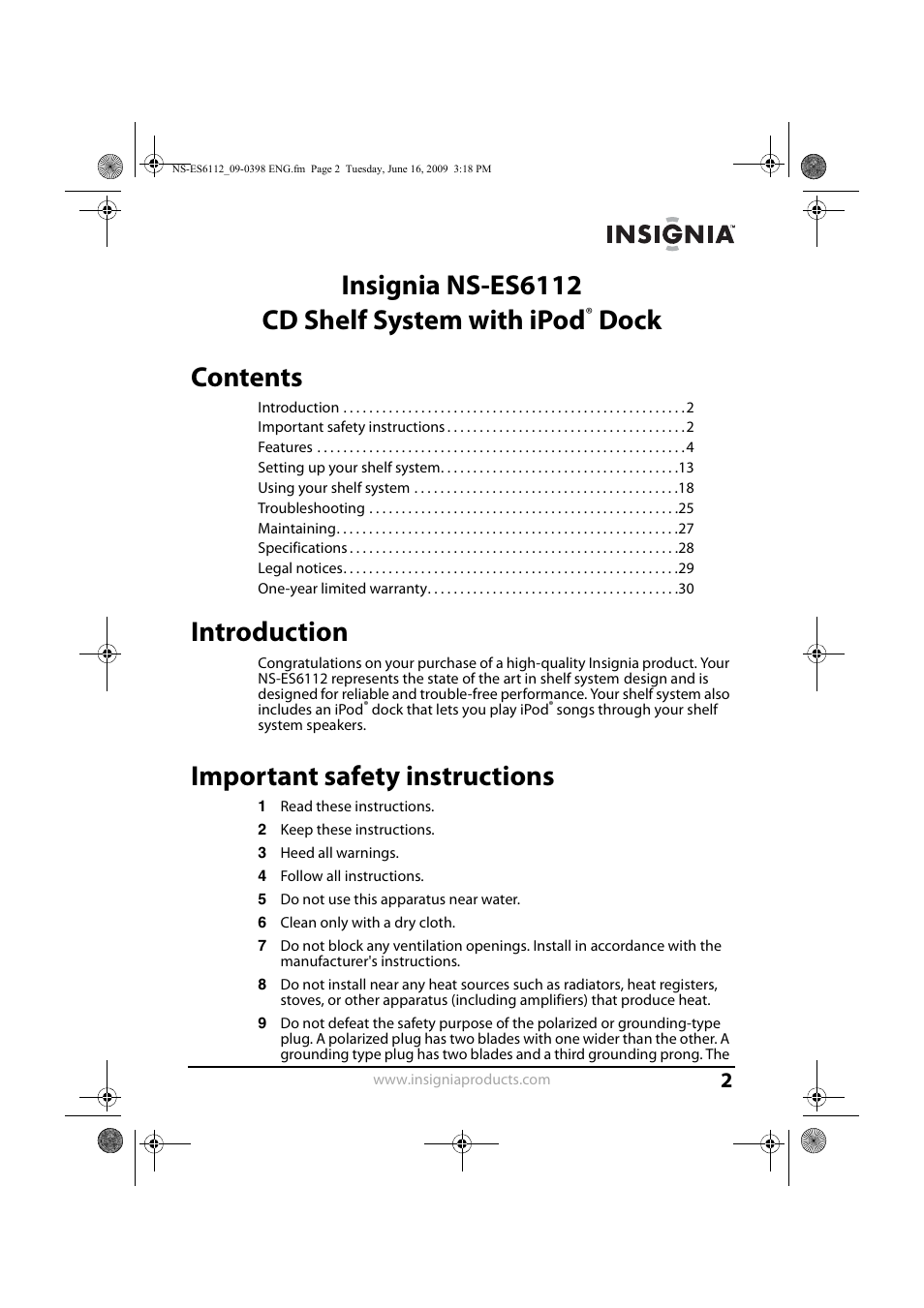 Insignia 09-0398 User Manual | Page 2 / 32