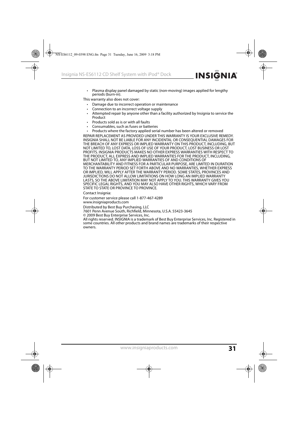Insignia 09-0398 User Manual | Page 31 / 32