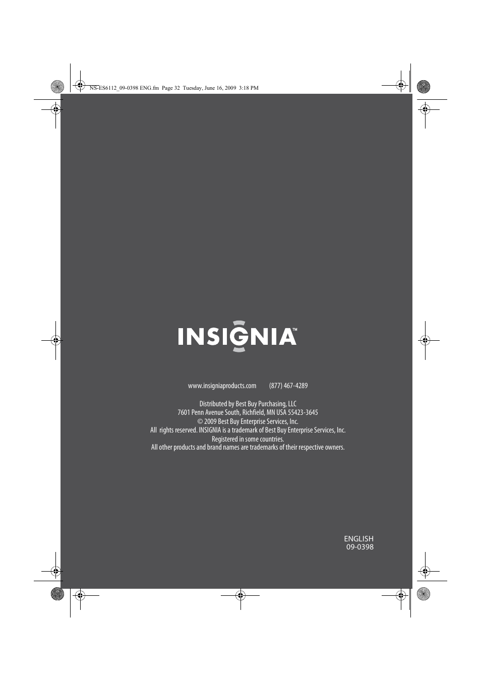 Insignia 09-0398 User Manual | Page 32 / 32
