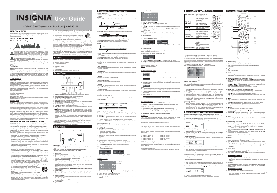 Insignia NS-ES6111 User Manual | 2 pages