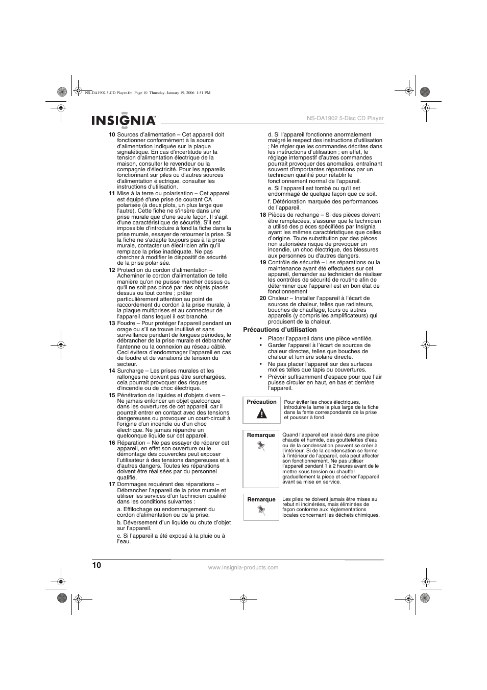 Insignia NS-DA1902 User Manual | Page 12 / 32