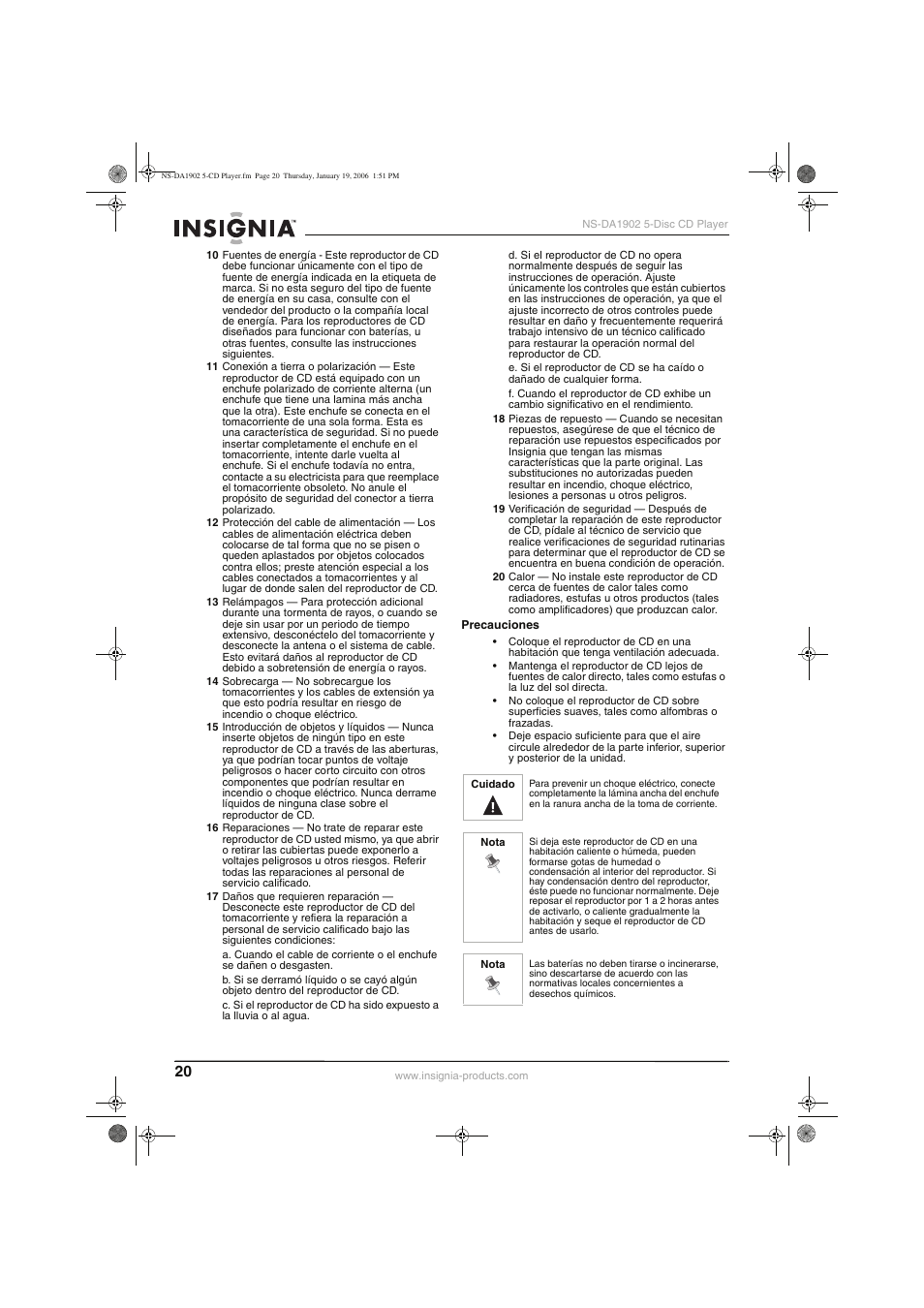 Insignia NS-DA1902 User Manual | Page 22 / 32