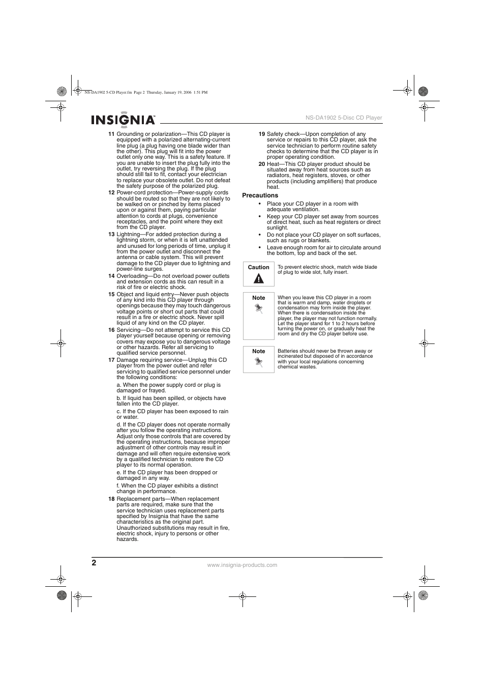 Insignia NS-DA1902 User Manual | Page 4 / 32